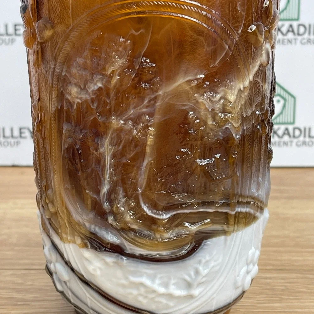 Imperial Glass Chocolate Slag Windmill Pitcher Brown White Marbled Vintage 5.5in